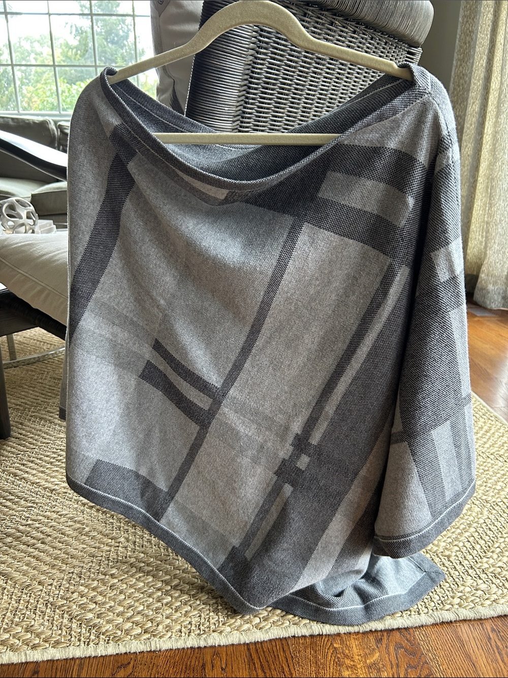 Minnie Rose Gray Plaid Knit Wrap
